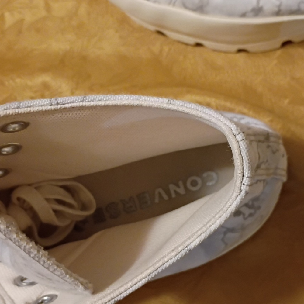 CONVERSE Platform Women's High-Top Gray Marble and White Women's 11.0 Men 9.0 - Picture 11 of 12